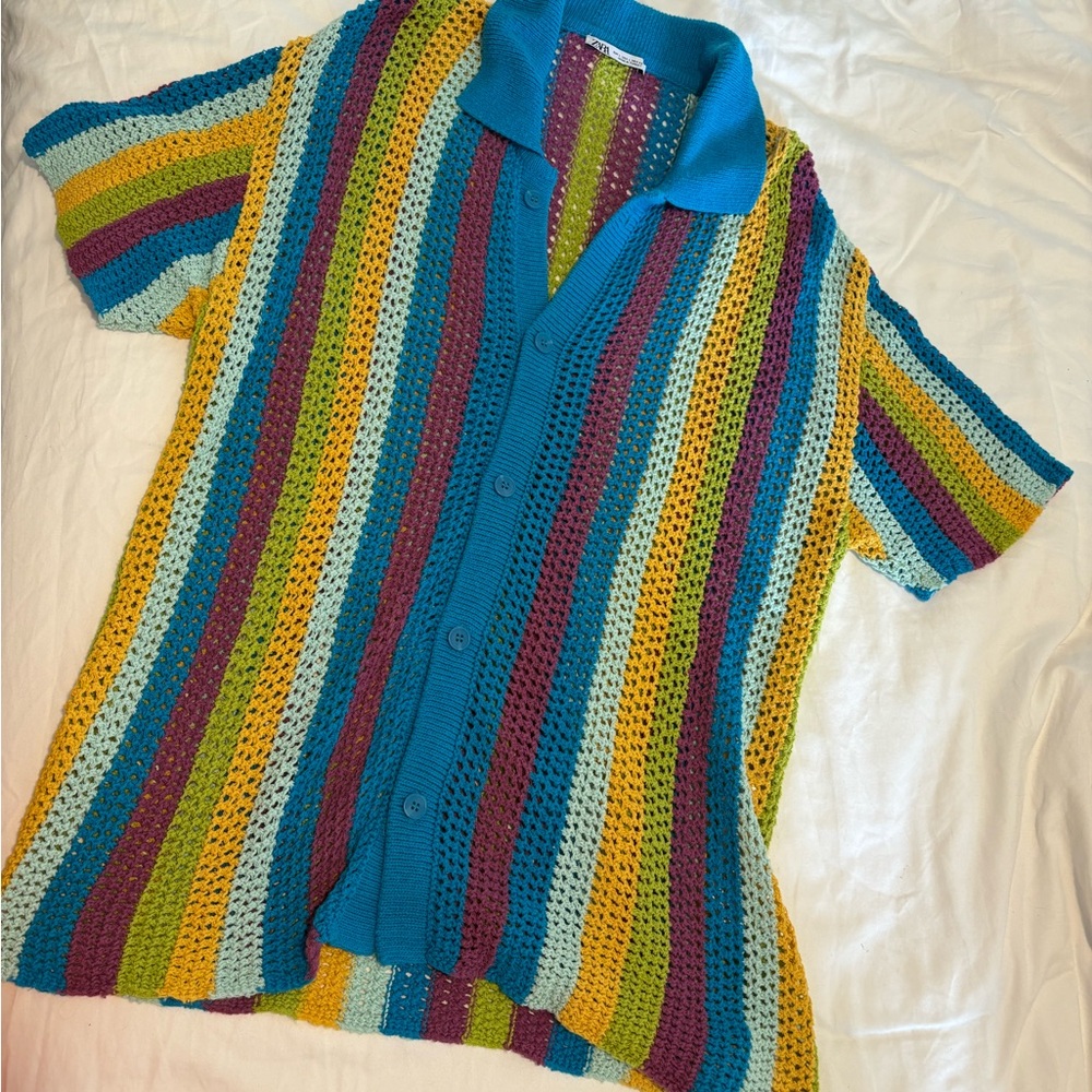 Colorful Striped Knit Cardigan